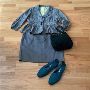 Plaid linen peplum blazer